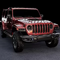 Red Jeep Wrangler SUV With Four Door Design And Off Road Tires