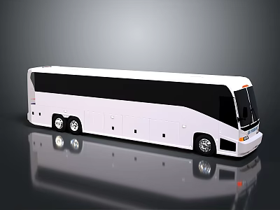 White Modern Passenger Coach Bus With Black Windows And Reflective Surface 3d model