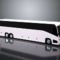 White Modern Passenger Coach Bus With Black Windows And Reflective Surface