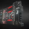 Black Red Device Panel With Temperature Gauges FPS Display And Control Knobs 3d model