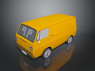 Yellow Boxy Small City Bus With Modern Exterior Design Features 3d model
