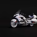 White Luxury Motorcycle with Streamlined Design and Storage Compartments on Black Background 3d model