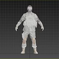 3D Military Character Model in Camouflage Uniform with Tactical Vest Gloves and Boots