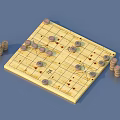 Traditional Chinese Chess Board Game Featuring Arranged Pieces and Stacked Reserves for Entertainment