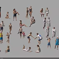 Group of People in Various Poses Standing Sitting Lying and Different Activities 3d model