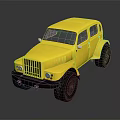 Classic Yellow Military Vehicle With Large Tires Front Grille And Sturdy Design