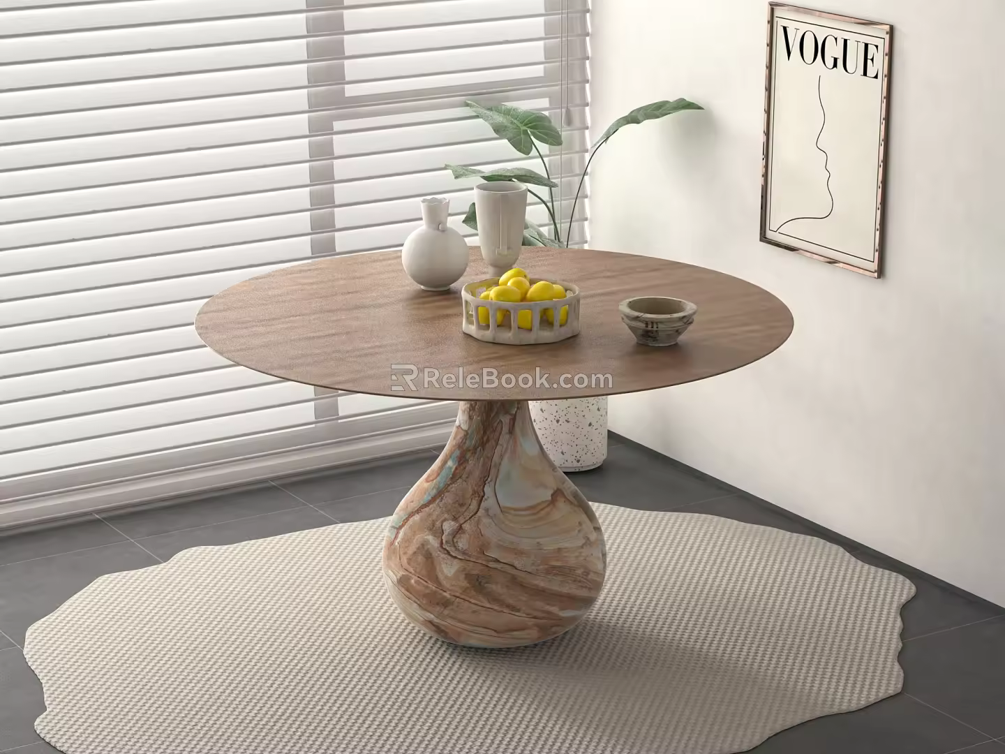 Modern Vintage Dining Table Rock Slab Dining Table Marble Dining Table Round Dining Table Oval Dining Table Shaped Dining Table 3d model