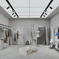 Modern Clothing Store Interior With Clothing Racks Hanging Apparel Mannequins And Display Cabinets