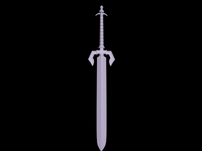 Medieval Sword With Ornate Hilt Guard And Long Sharp Blade Isolated On Black Background 3d model