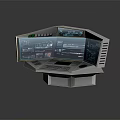Modern Tech Inspired Octagonal Furniture Console Workstation With Multiple Screens And Control Panel 3d model