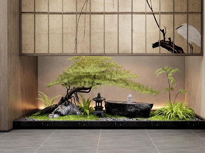 New Chinese Style Indoor Landscape Landscaping Patio Indoor Landscape Water Bowl Welcome Pine Stone Courtyard Sick Plant Landscape model