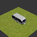 Silver Gray Caravan Parked on Green Grass with Open Door Windows and M Logo