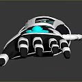 Advanced Robotic Hand Featuring Blue Circular Interface Digital Display And Mechanical Joints