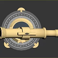 Golden Sextant With Telescope And Ornate Base On Black Surface