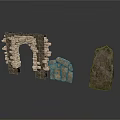 Detailed Stone Structures With Arch Blocks And Standing Pillar 3d model