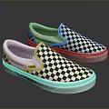 Casual Canvas Slip On Shoes With Black And White Checkered Pattern For Daily Wear Essentials