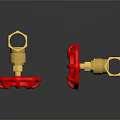 Yellow Hardware Valves With Red Wheel Handles Durable Industrial Tools 3d model