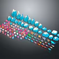 Various Colored Small Animal Figurines Arranged Neatly in Decorative