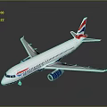 Detailed British Airways Airplane Model With White Body Red Blue Tail On Dark Background