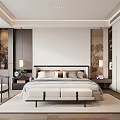 Modern Bedroom Interior With King Size Bed Nightstands And Built In Wardrobe