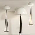 Modern Floor Lamps With White Dome Shades And Black Gold Metal Bases Design