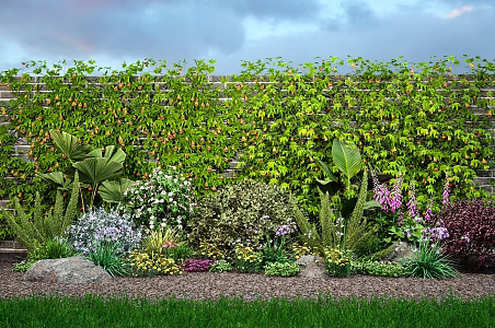Modern vine plant climbing vine trumpet creeper morning glory creeper rose green plant wall green plant wall 3d model
