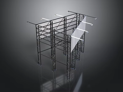 Industrial Construction Scaffold Structure With Metal Frame Cross Bars And Support Legs 3d model