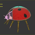 Realistic Ladybug Flying Insect With Red Shell Black Spots On Gray Background 3d model