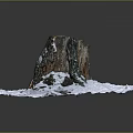 Wooden Tree Stump Covered With Fresh Snow On Natural Ground Texture