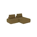Multi Seater Sofa In Brown Fabric With Modular Design And Comfortable Cushions 3d model