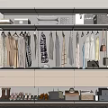 Modern Wardrobe Interior With Shelves Folded Clothes Boxes Hanging Dresses Shirts Drawers Shoes And Bags