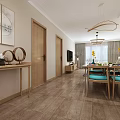 Modern Dining and Living Room Interior With Sofa Dining Table Chairs And Chandelier
