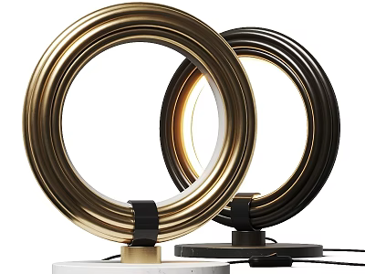 Modern Circular Table Lamps with Gold Black Finish and White Black Base 3d model