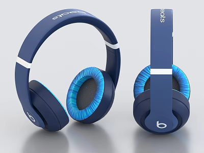 Blue Over Ear Headphones With Soft Padded Ear Cups And Modern Stylish Design 3d model