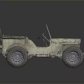 Vintage Off Road Jeep With Camouflage Pattern Open Top And Checkered Seats