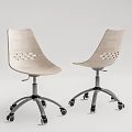 Modern Office Chairs With Wooden Backrests Hollow Out Design And Metal Bases With Wheels