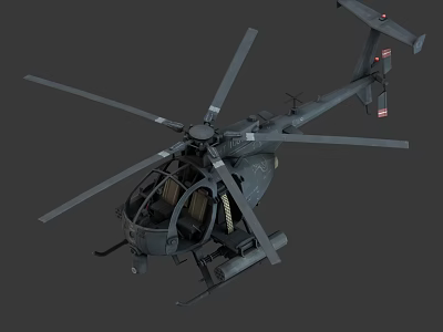Military Helicopter With Multiple Rotors Weapon Mounts And Dark Gray Fuselage 3d model