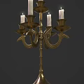 Ornate Brass Candelabra With Classic Design Multiple Curved Arms And Lit Candles