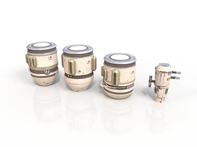Mechanical Metal Components With Different Sizes Bolted Structure And Round Tops On 3d model