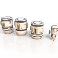 Mechanical Metal Components With Different Sizes Bolted Structure And Round Tops On