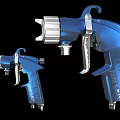 Two Blue Industrial Spray Guns With Ergonomic Handle And Precision Nozzle 3d model