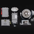 Various Industrial Electrical Control Devices With Metal Enclosures And Components