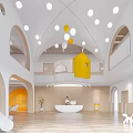 Bright Spacious Kindergarten Interior With Arched Design And Play Areas