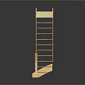 Wooden Ladder With Multiple Steps And Foldable Support Structure Design 3d model