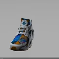 Modern Design White Base Sneakers With Colorful Patterns Blue Orange Accents And Rubber Sole