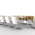 Modern Conference Table With White And Brown Chairs And Metal Legs Design
