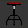 Modern Bar Stool With Red Padded Seat And Black Metal Frame