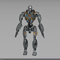 Futuristic Sci Fi Humanoid Robot Character With Silver Orange Mechanical Structure Design 3d model
