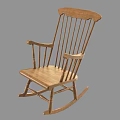Traditional Wooden Rocking Chair With Slatted Back Armrests And Classic Design