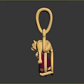 Elegant Gold Pendant Sculpture With Intricate Carved Cat On Red Gemstone